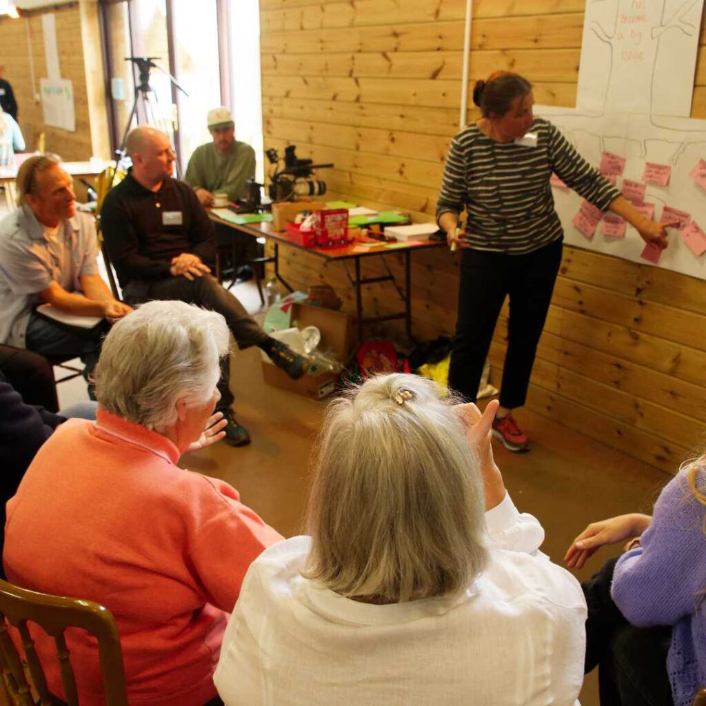 Small group discussion at the jury