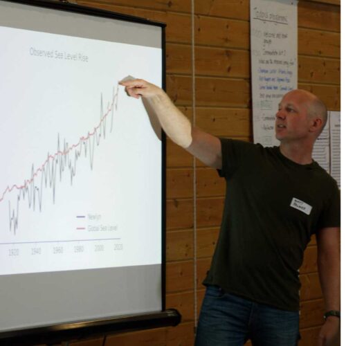 Professor Matt Palmer showing sea level rise on a graph